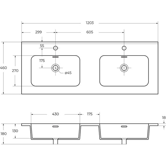 Тумба универсальная с раковиной Cezares 55332 120 см, Verde opaco - фото 3
