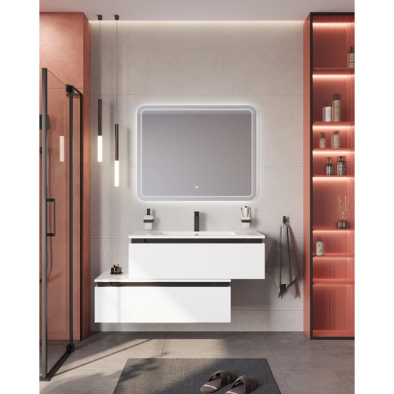 Тумба подвесная с раковиной Cezares SLIDER-1000-1C-SO-BO 100 см, Bianco Opaco - фото 12