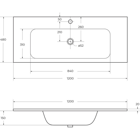 Тумба подвесная с раковиной Cezares ECO-1200-2C-SO-BO 120 см, Bianco Opaco - фото 17