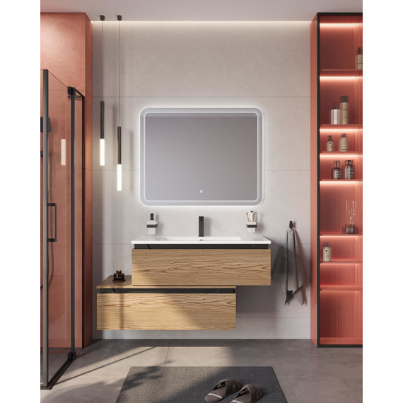 Тумба подвесная с раковиной Cezares SLIDER-1000-1C-SO-RT-P 100 см, дуб тангент - фото 13