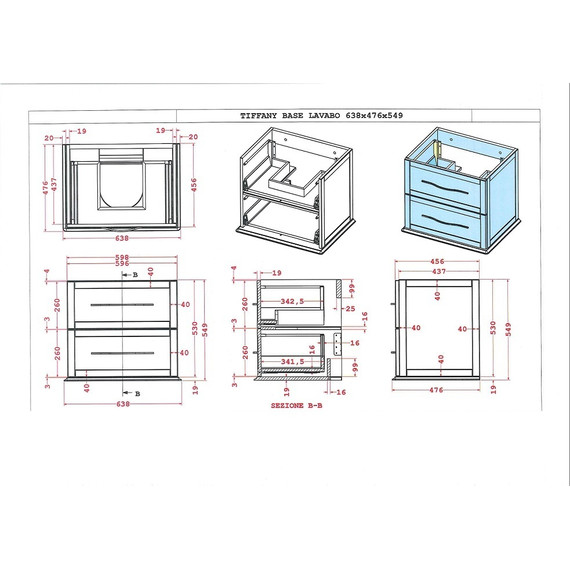 Тумба универсальная с раковиной Cezares 55241 60 см, Grigio Nuvola - фото 2