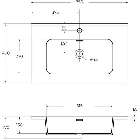 Тумба универсальная с раковиной Cezares 55330 75 см, Verde opaco - фото 4
