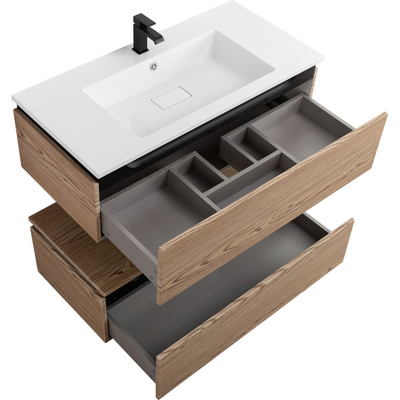 Тумба подвесная с раковиной Cezares SLIDER-1000-1C-SO-RT-P 100 см, дуб тангент - фото 9