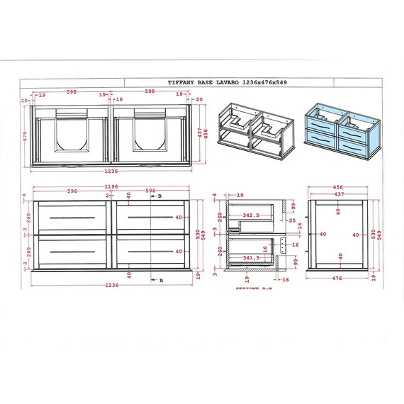 Тумба универсальная с раковиной Cezares 55244 120 см, Grigio Nuvola - фото 4