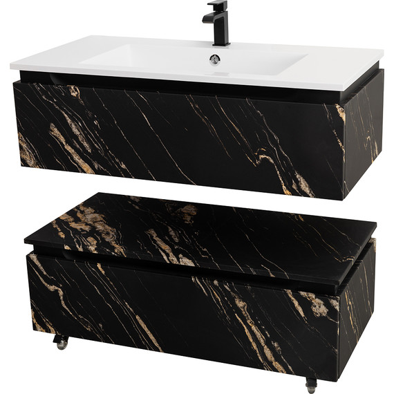 Тумба подвесная с раковиной Cezares SLIDER-1000-1C-SO-NF-P 100 см, чёрный фьюжн - фото 7