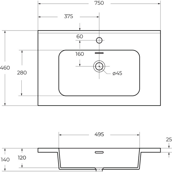 Тумба универсальная с раковиной Cezares 55330 75 см, Verde opaco - фото 3