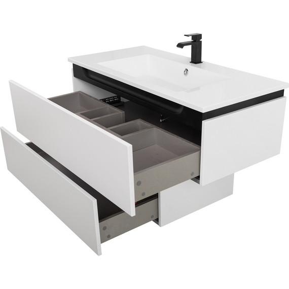 Тумба подвесная с раковиной Cezares SLIDER-1000-1C-SO-BO 100 см, Bianco Opaco - фото 9