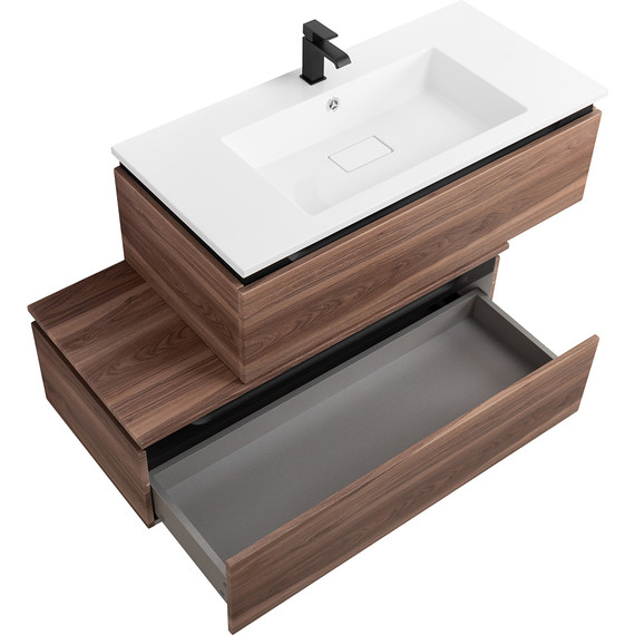 Тумба подвесная с раковиной Cezares SLIDER-1000-1C-SO-NA-P 100 см, орех дымчатый - фото 4