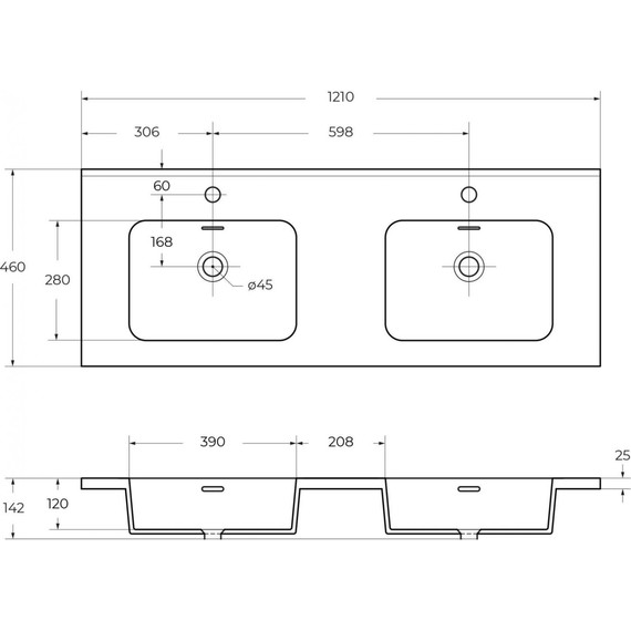 Тумба универсальная с раковиной Cezares 55244 120 см, Grigio Nuvola - фото 6
