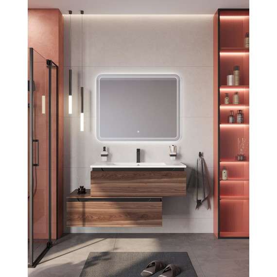 Тумба подвесная с раковиной Cezares SLIDER-1000-1C-SO-NA-P 100 см, орех дымчатый - фото 12