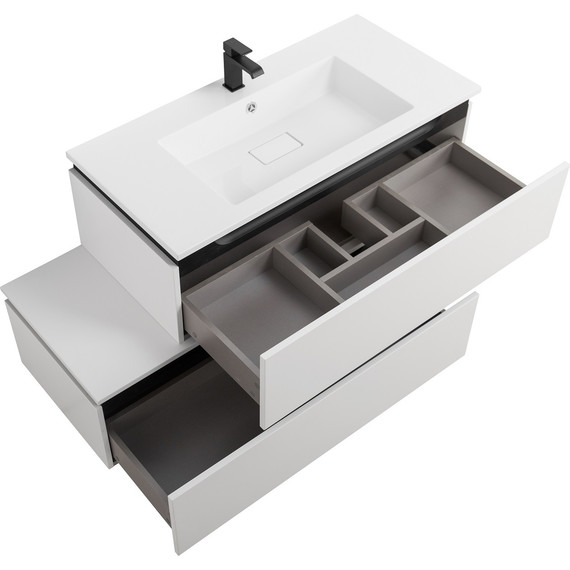 Тумба подвесная с раковиной Cezares SLIDER-1000-1C-SO-BO 100 см, Bianco Opaco - фото 4