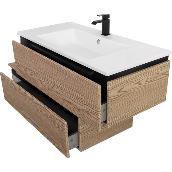 Тумба подвесная с раковиной Cezares SLIDER-1000-1C-SO-RT-P 100 см, дуб тангент - фото 7