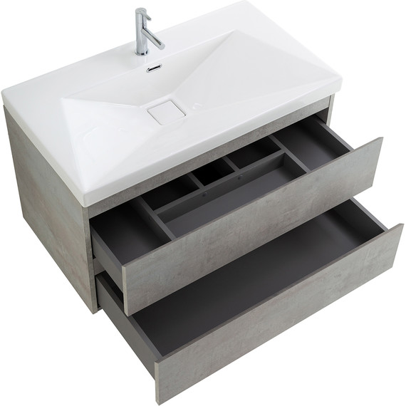 Тумба подвесная с раковиной Cezares MOLVENO-90-2C-SO-BET 90 см, Beton - фото, картинка 5 Тумба подвесная с раковиной Cezares MOLVENO-90-2C-SO-BET 90 см, Beton - фото 5