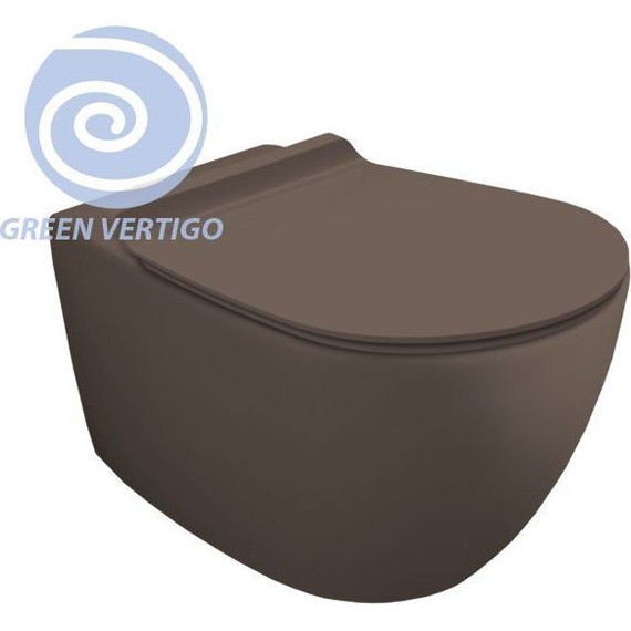 Унитаз подвесной безободковый Simas Vignoni VI18VERT (система смыва Торнадо) moka matt, Цвет производителя: коричневый - фото 