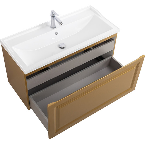 Тумба подвесная с раковиной Cezares GIUBILEO-N-100-1C-SO-BORO-P 100 см, брашированное золото - фото 3