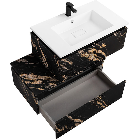 Тумба подвесная с раковиной Cezares SLIDER-800-1C-SO-NF-P 80 см, чёрный фьюжн - фото 4