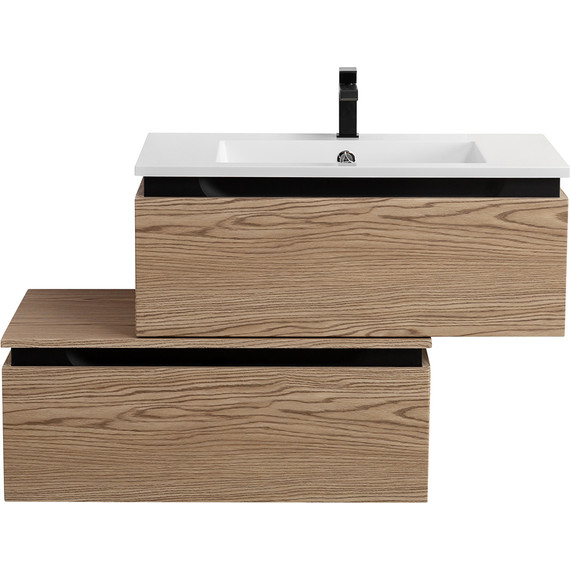 Тумба подвесная с раковиной Cezares SLIDER-800-1C-SO-RT-P 80 см, дуб тангент - фото 2