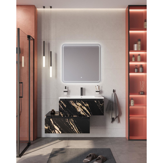 Тумба подвесная с раковиной Cezares SLIDER-800-1C-SO-NF-P 80 см, чёрный фьюжн - фото 14