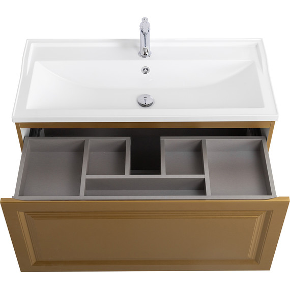 Тумба подвесная с раковиной Cezares GIUBILEO-N-100-1C-SO-BORO-P 100 см, брашированное золото - фото 4