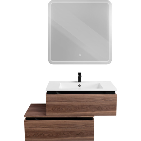 Тумба подвесная с раковиной Cezares SLIDER-800-1C-SO-NA-P 80 см, орех дымчатый - фото 15