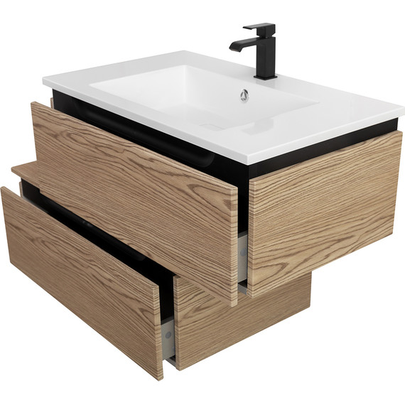 Тумба подвесная с раковиной Cezares SLIDER-800-1C-SO-RT-P 80 см, дуб тангент - фото 8