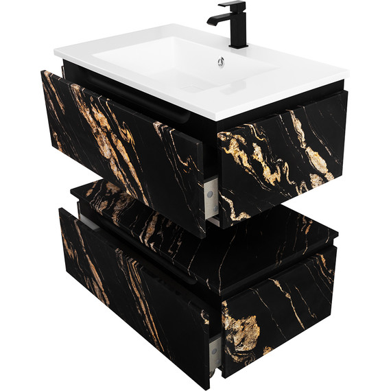 Тумба подвесная с раковиной Cezares SLIDER-800-1C-SO-NF-P 80 см, чёрный фьюжн - фото 10