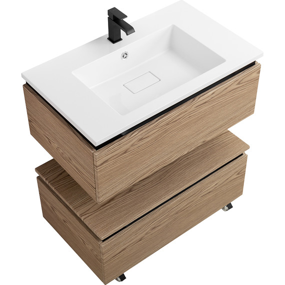 Тумба подвесная с раковиной Cezares SLIDER-800-1C-SO-RT-P 80 см, дуб тангент - фото 6