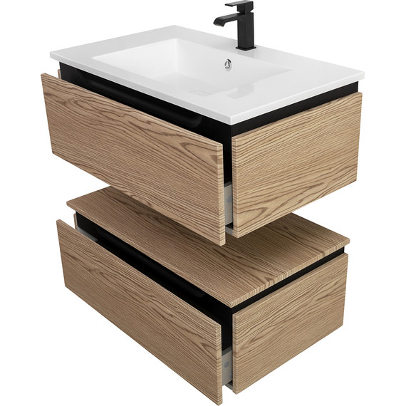 Тумба подвесная с раковиной Cezares SLIDER-800-1C-SO-RT-P 80 см, дуб тангент - фото 10