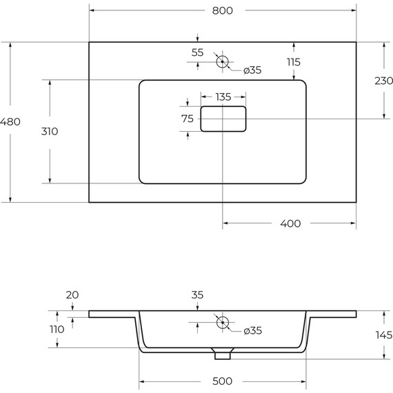 Тумба подвесная с раковиной Cezares SLIDER-800-1C-SO-NA-P 80 см, орех дымчатый - фото 18