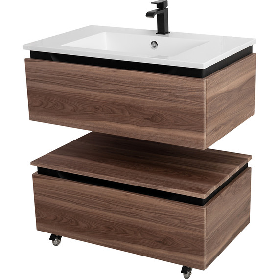 Тумба подвесная с раковиной Cezares SLIDER-800-1C-SO-NA-P 80 см, орех дымчатый - фото 7