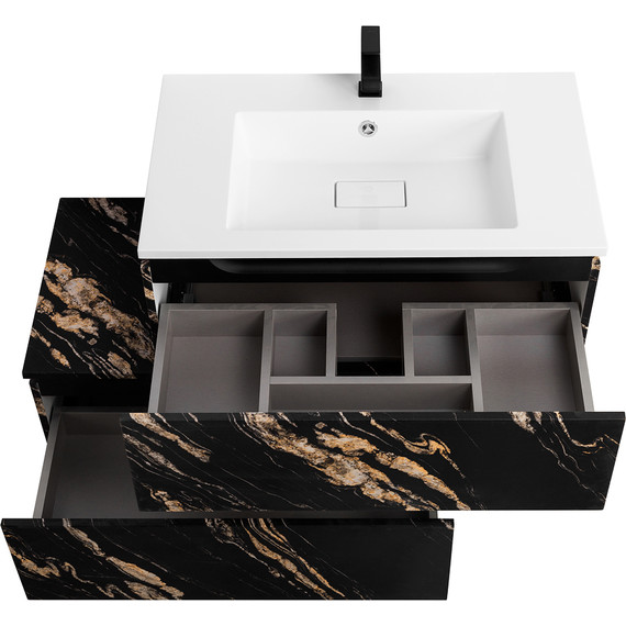 Тумба подвесная с раковиной Cezares SLIDER-800-1C-SO-NF-P 80 см, чёрный фьюжн - фото 5