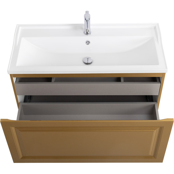 Тумба подвесная с раковиной Cezares GIUBILEO-N-100-1C-SO-BORO-P 100 см, брашированное золото - фото 6