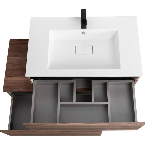 Тумба подвесная с раковиной Cezares SLIDER-800-1C-SO-NA-P 80 см, орех дымчатый - фото 5