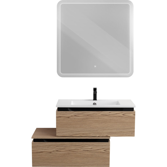 Тумба подвесная с раковиной Cezares SLIDER-800-1C-SO-RT-P 80 см, дуб тангент - фото 15