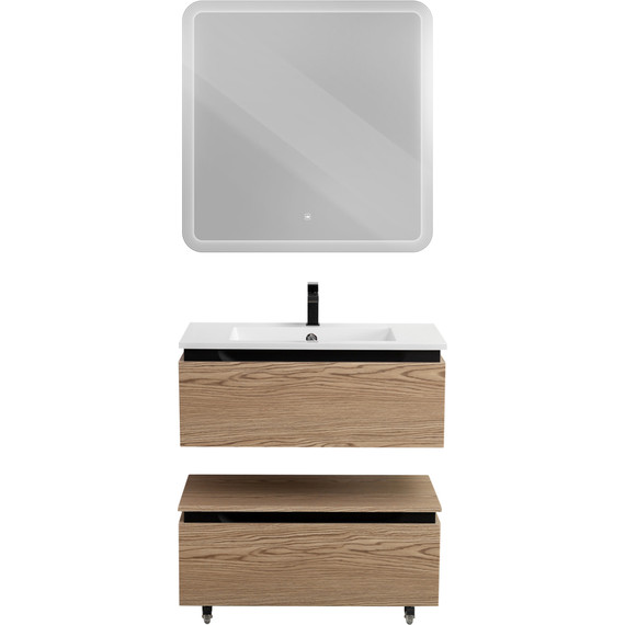 Тумба подвесная с раковиной Cezares SLIDER-800-1C-SO-RT-P 80 см, дуб тангент - фото 16