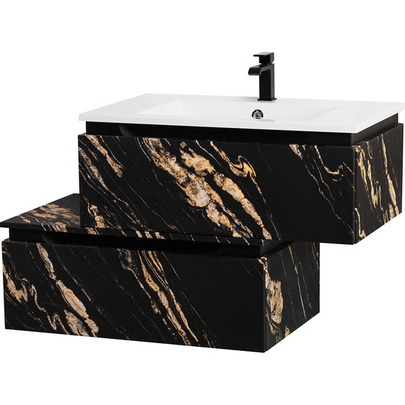 Тумба подвесная с раковиной Cezares SLIDER-800-1C-SO-NF-P 80 см, чёрный фьюжн - фото 3