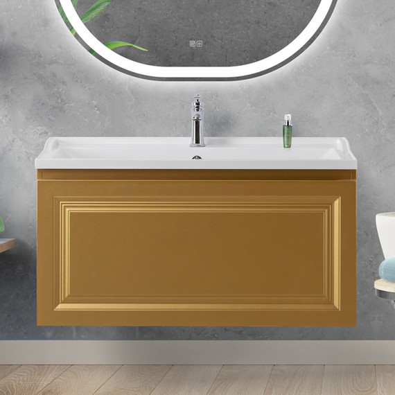 Тумба подвесная с раковиной Cezares GIUBILEO-N-100-1C-SO-BORO-P 100 см, брашированное золото - фото 11