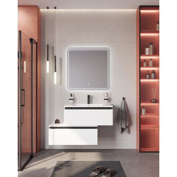 Тумба подвесная с раковиной Cezares SLIDER-800-1C-SO-BO 80 см, Bianco Opaco - фото 12