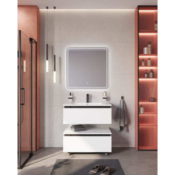 Тумба подвесная с раковиной Cezares SLIDER-800-1C-SO-BO 80 см, Bianco Opaco - фото 13