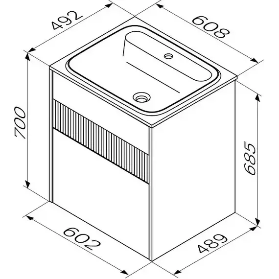 Тумба подвесная с раковиной AM.PM Func 60 см M8FFUX0602WM, белая матовая, Цвет фасада: белый матовый - фото 11