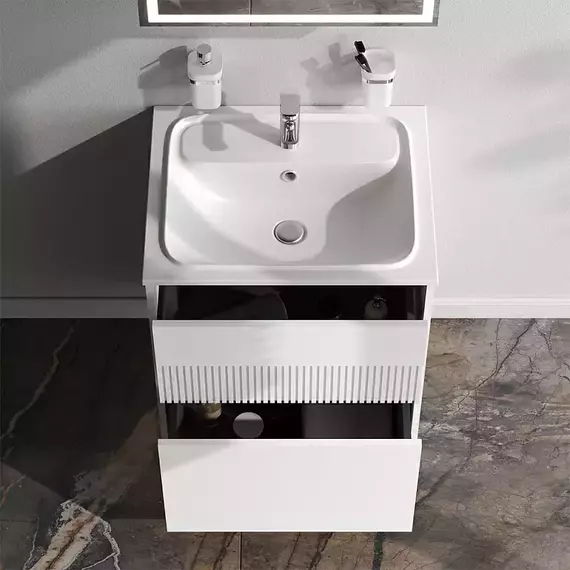 Тумба подвесная с раковиной AM.PM Func 60 см M8FFUX0602WM, белая матовая, Цвет фасада: белый матовый - фото 2