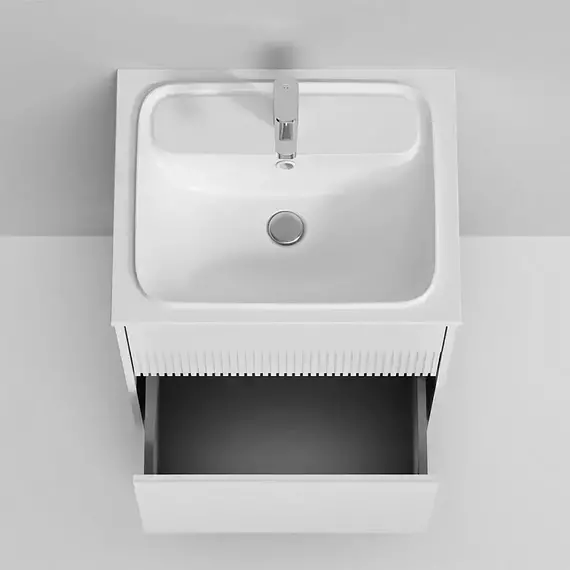 Тумба подвесная с раковиной AM.PM Func 60 см M8FFUX0602WM, белая матовая, Цвет фасада: белый матовый - фото 8