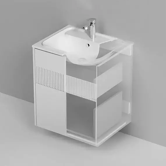 Тумба подвесная с раковиной AM.PM Func 60 см M8FFUX0602WM, белая матовая, Цвет фасада: белый матовый - фото 9