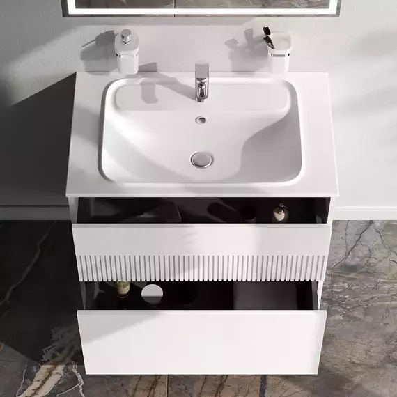 Тумба подвесная с раковиной AM.PM Func 80 см M8FFUX0802WM, белая матовая, Цвет фасада: белый матовый - фото 2