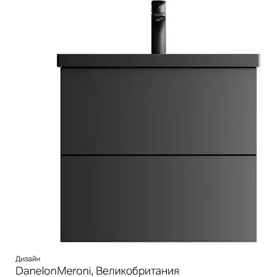 Тумба подвесная с раковиной AM.PM Gem 60 см M90FHX06022BM, чёрная матовая, Цвет фасада: чёрный матовый - фото, картинка 8 Тумба подвесная с раковиной AM.PM Gem 60 см M90FHX06022BM, чёрная матовая, Цвет фасада: чёрный матовый - фото 8