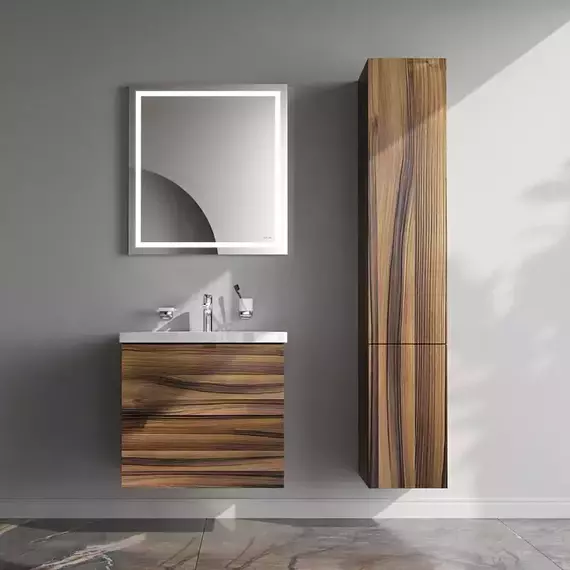 Тумба подвесная с раковиной AM.PM Gem 60 см M90FHX0602HF, орех, Цвет фасада: тёмное дерево - фото, картинка 3 Тумба подвесная с раковиной AM.PM Gem 60 см M90FHX0602HF, орех, Цвет фасада: тёмное дерево - фото 3