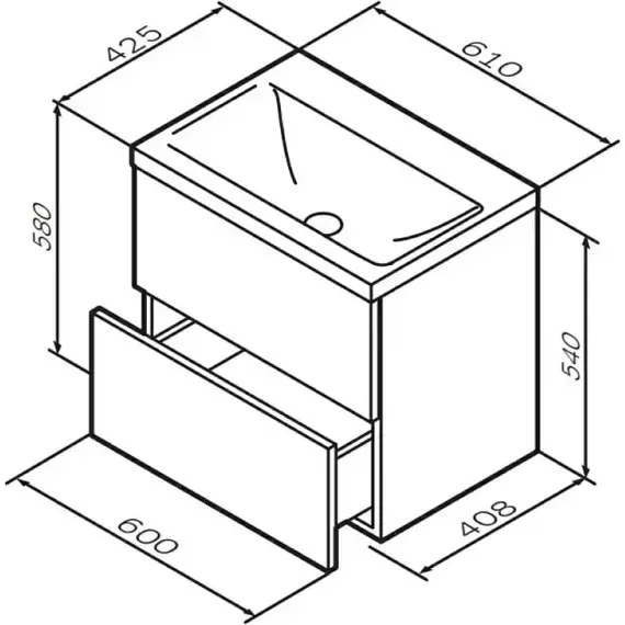 Тумба подвесная с раковиной AM.PM Gem 60 см M90FHX0602HF, орех, Цвет фасада: тёмное дерево - фото, картинка 8 Тумба подвесная с раковиной AM.PM Gem 60 см M90FHX0602HF, орех, Цвет фасада: тёмное дерево - фото 8