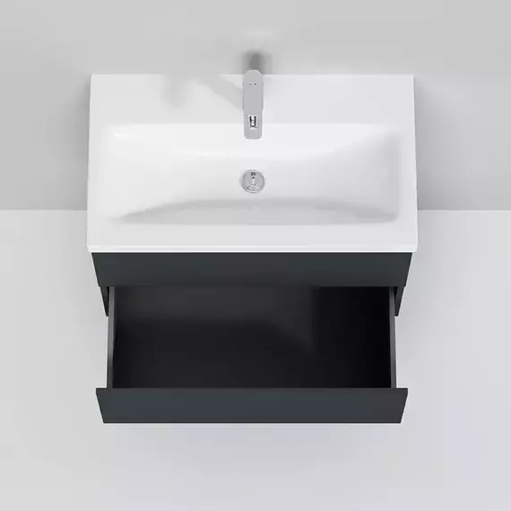 Тумба подвесная с раковиной AM.PM Gem 75 см M90FHX07522GM, графит матовый, Цвет фасада: графит матовый - фото 4