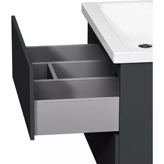 Тумба подвесная с раковиной AM.PM Gem 75 см M90FHX07522GM, графит матовый, Цвет фасада: графит матовый - фото 5