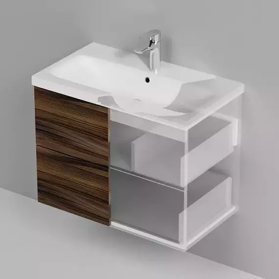 Тумба подвесная с раковиной AM.PM Gem 75 см M90FHX0752HF, орех, Цвет фасада: тёмное дерево - фото 5